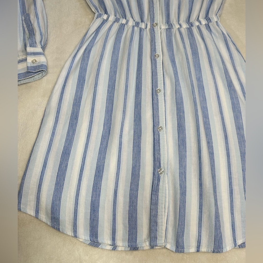 Style&Co linen long sleeve striped dress v-neck XS​​ - Picture 4 of 13